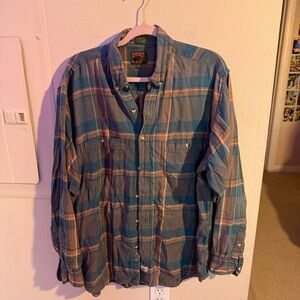 Vintage Boston Traders Plaid Shirt XL Workwear Flannel Style Distressed Cotton